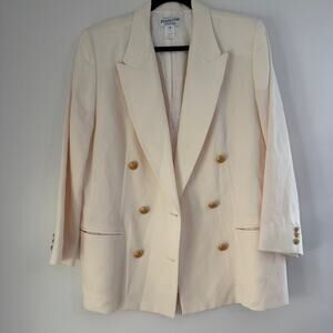 Vintage Pendelton 100% Virgin Wool Blazer Size 16 80s Classic Gold Button